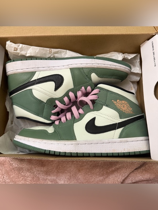Jordan Shoes - Jordan Women's Mid Sneakers in Green, Cream & Pink